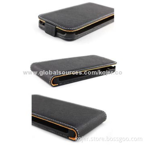 Leather Flip Mobile Phone Cases for iPhone 5 with Plastic Shell Inside